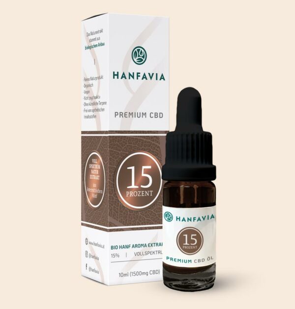 Hanfavia Bio CBD Öl 15% Vollspektrum - Träger: Hanfsamenöl - Produktfoto
