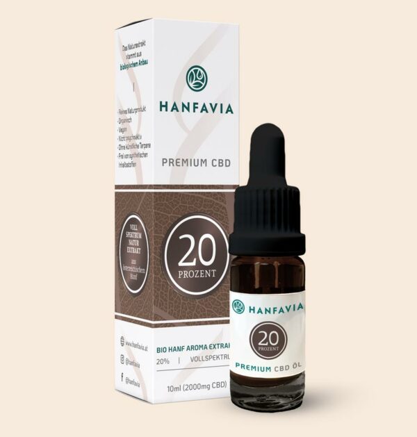 Hanfavia Bio CBD Öl 20% Vollspektrum - Träger: Hanfsamenöl - Produktfoto