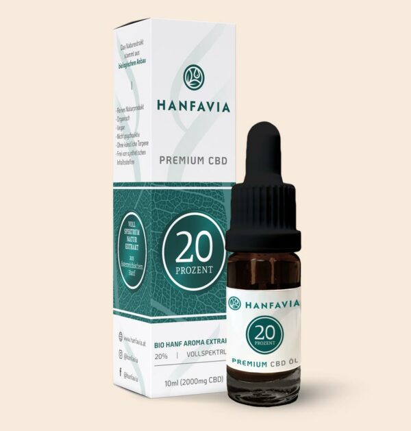 Hanfavia Bio CBD Öl 20% Vollspektrum - Träger: MCT-Öl - Produktfoto