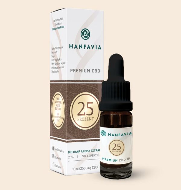 Hanfavia Bio CBD Öl 25% Vollspektrum - Träger: Hanfsamenöl - Produktfoto