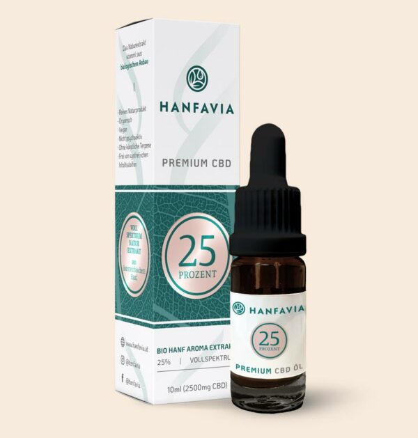 Hanfavia Bio CBD Öl 25% Vollspektrum - Träger: MCT-Öl - Produktfoto
