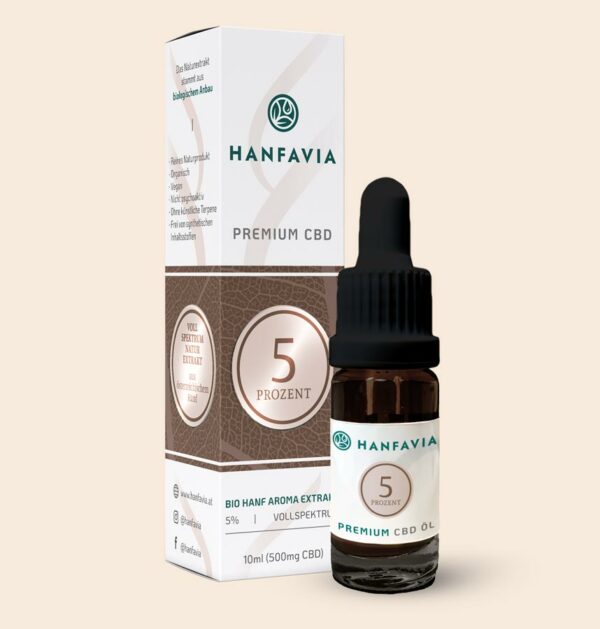 Hanfavia Bio CBD Öl 5% Vollspektrum - Träger: Hanfsamenöl - Produktfoto
