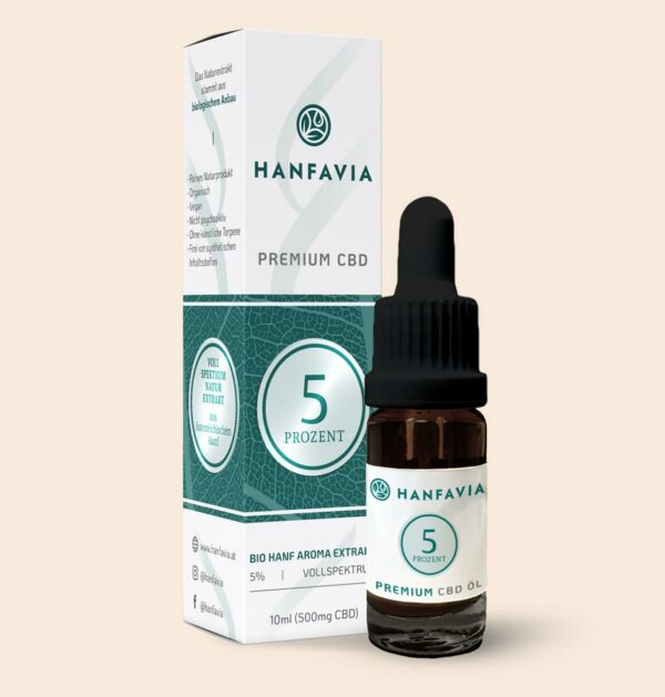 Hanfavia Bio CBD Öl 5% Vollspektrum - Träger: MCT-Öl - Produktfoto